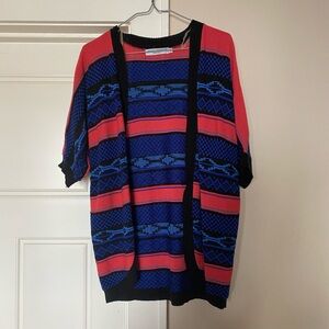 Cotton Emporium Blue and Pink Knit Cardigan